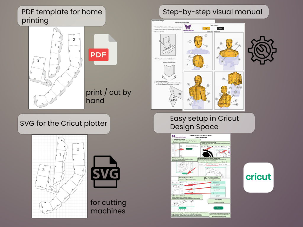 Oscar statuette Papercraft DIY | PDF , SVG | Printable Template | Cricut, vue 5