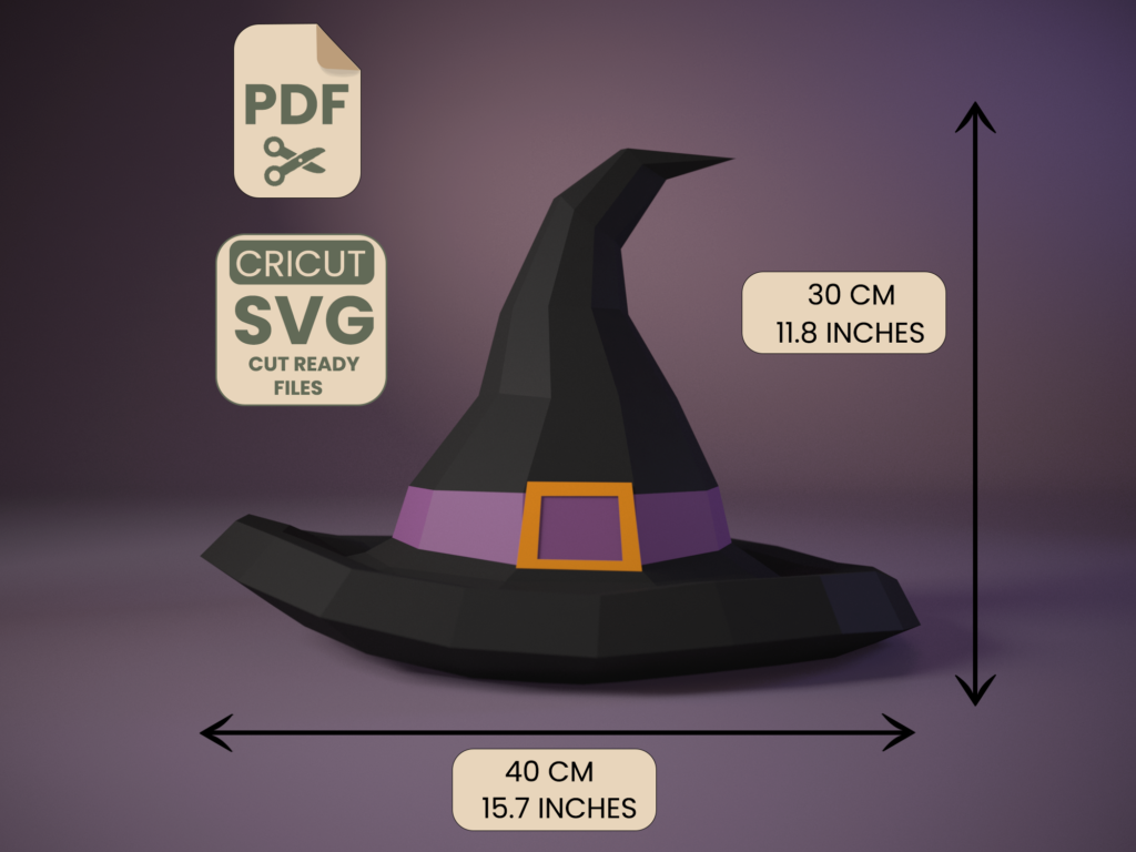 Witch's hat papercraft DIY | Halloween | Printable template | PDF , SVG | Cricut, vue 3