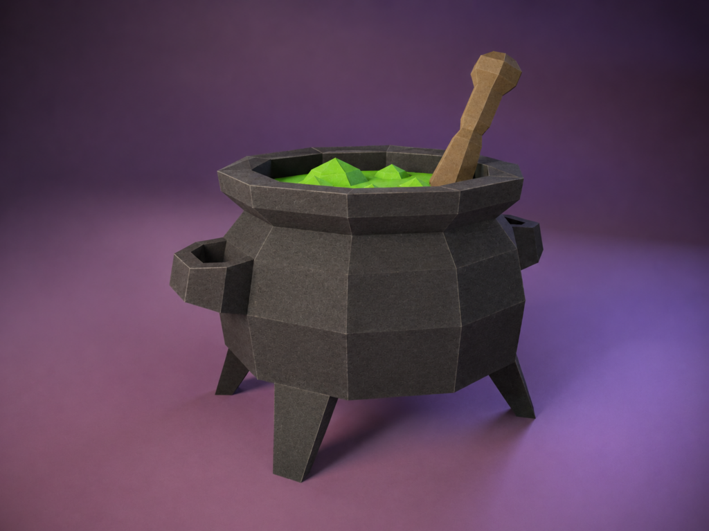 Witch Cauldron Papercraft DIY | Halloween decor | PDF, SVG | Cricut, vue 3