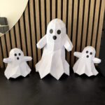 White Ghost Trio 3D Papercraft, One Large and Two Small