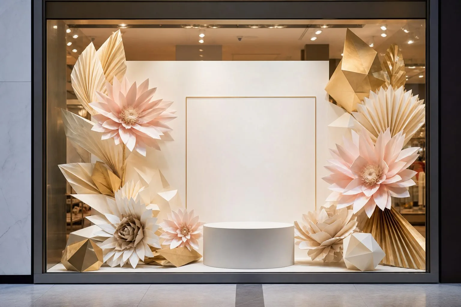 Vitrine et signalétique artistique en papier
